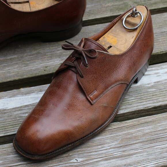 VTG 80s Church's Brown Plain Toe Derby, Men's size 8 F(wide) US, Made in England - Picture 4 of 13